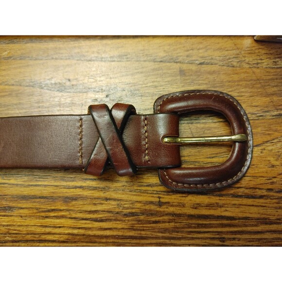 VTG EDDIE BAUER Women's Belt Brown S/M fits 25-29" Leather Covered Buckle USA - Picture 4 of 7